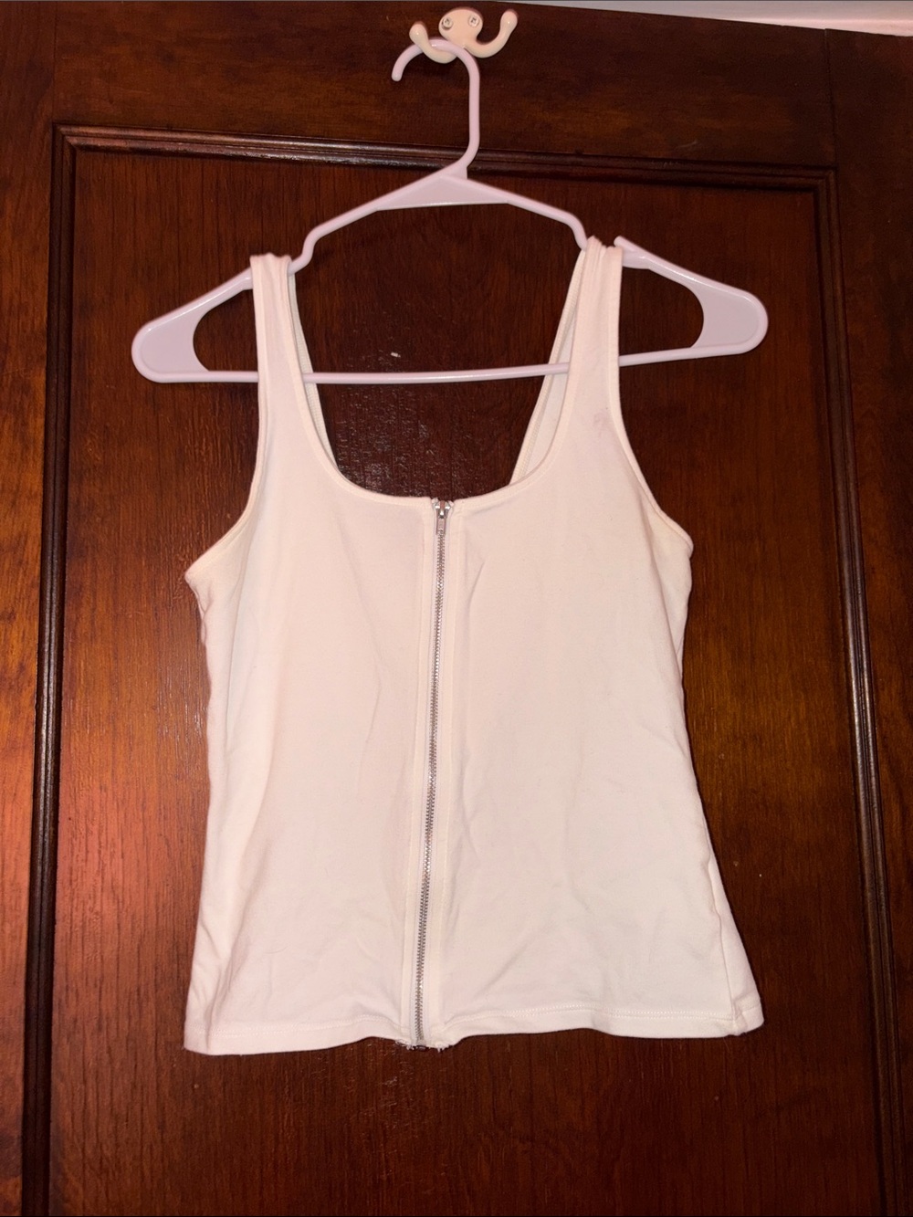 Express Cream Zip-Front Tank Top
